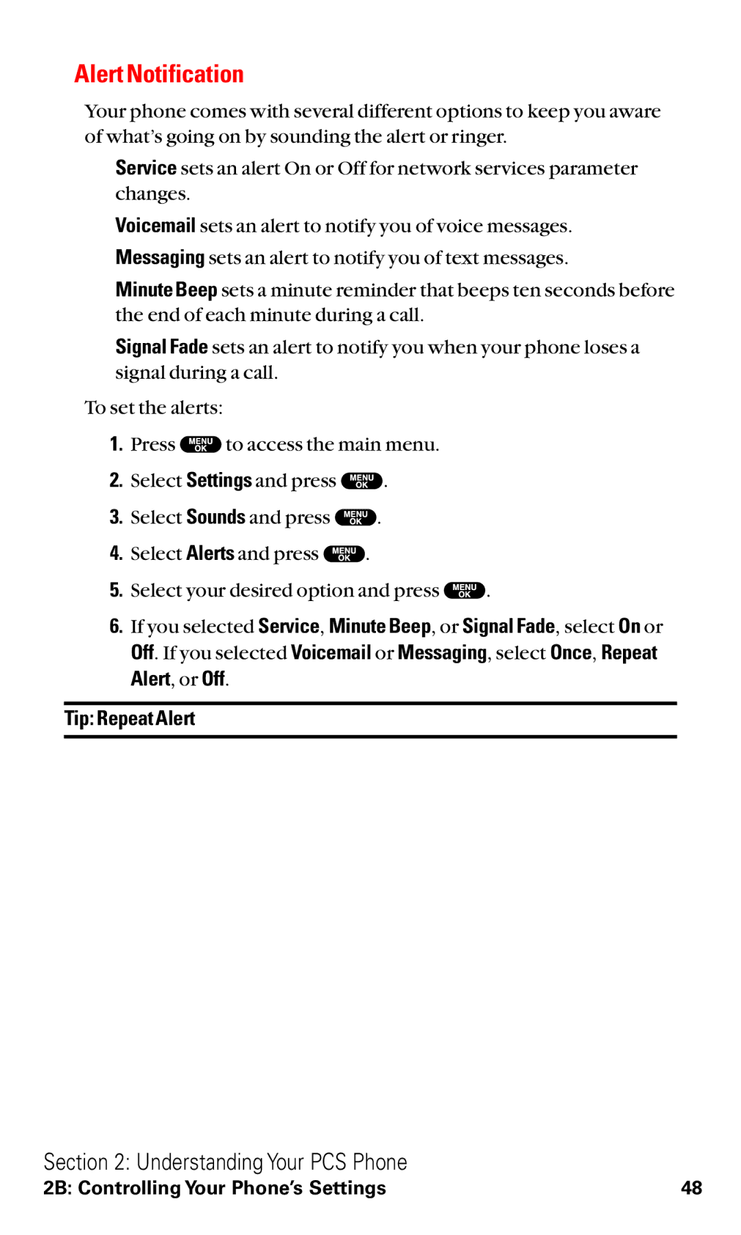 Sanyo RL2500 manual Alert Notification 