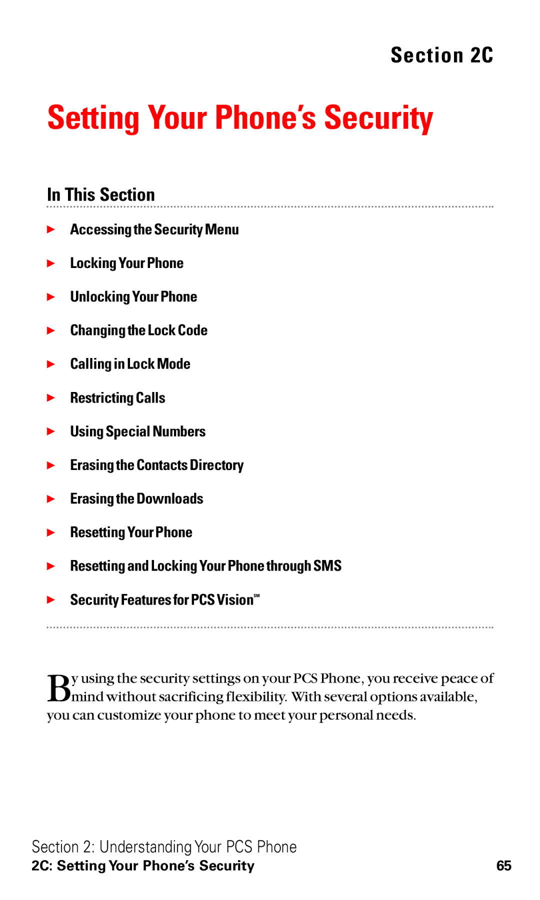 Sanyo RL2500 manual Setting Your Phone’s Security 