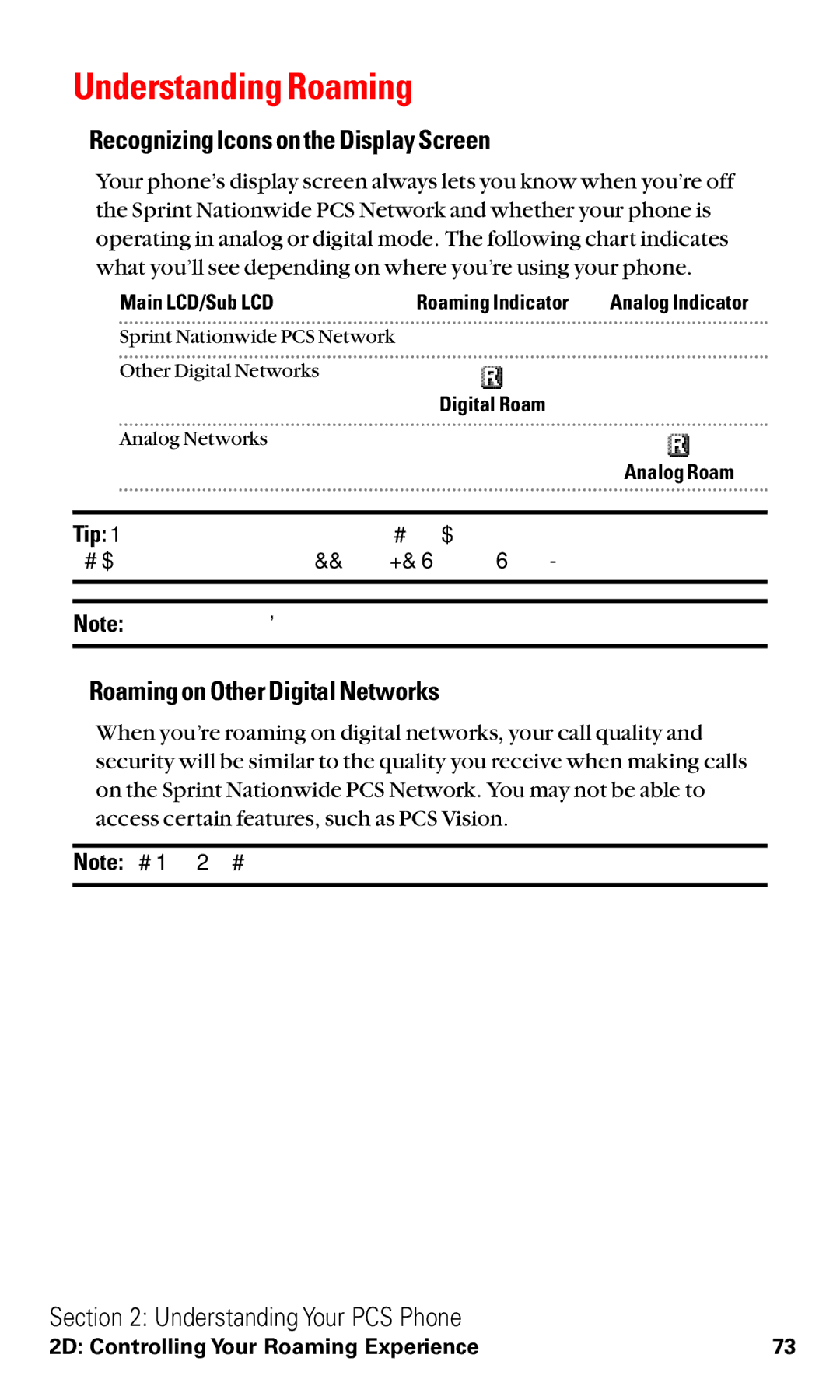 Sanyo RL2500 manual Understanding Roaming, Recognizing Icons on the Display Screen, Roaming on Other Digital Networks 