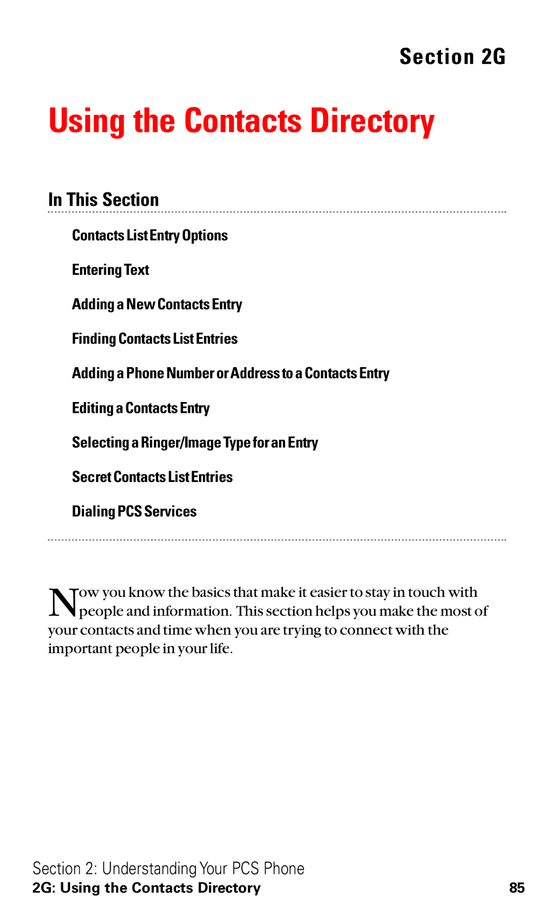 Sanyo RL2500 manual Using the Contacts Directory 