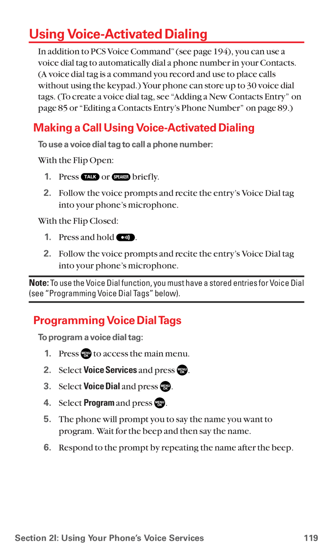 Sanyo RL7300 manual Making a Call Using Voice-Activated Dialing, Programming Voice Dial Tags 