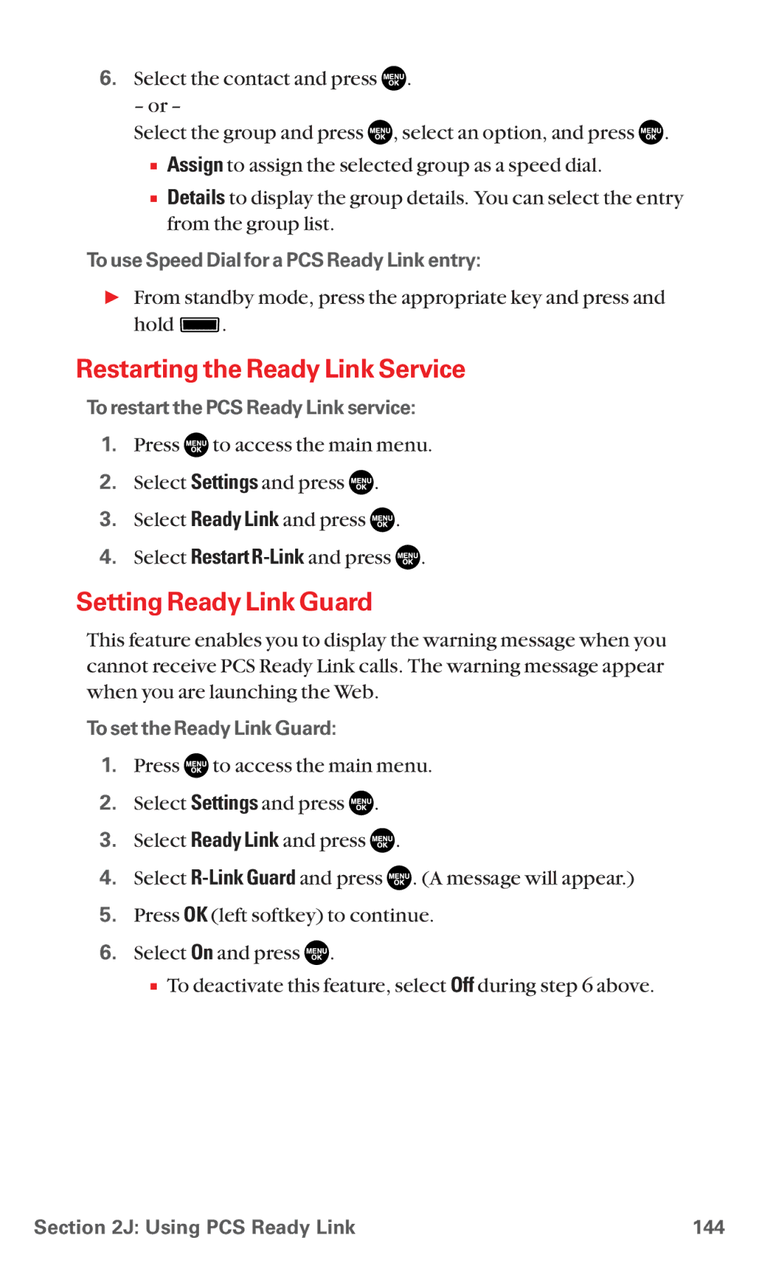 Sanyo RL7300 manual Restarting the Ready Link Service, Setting Ready Link Guard 