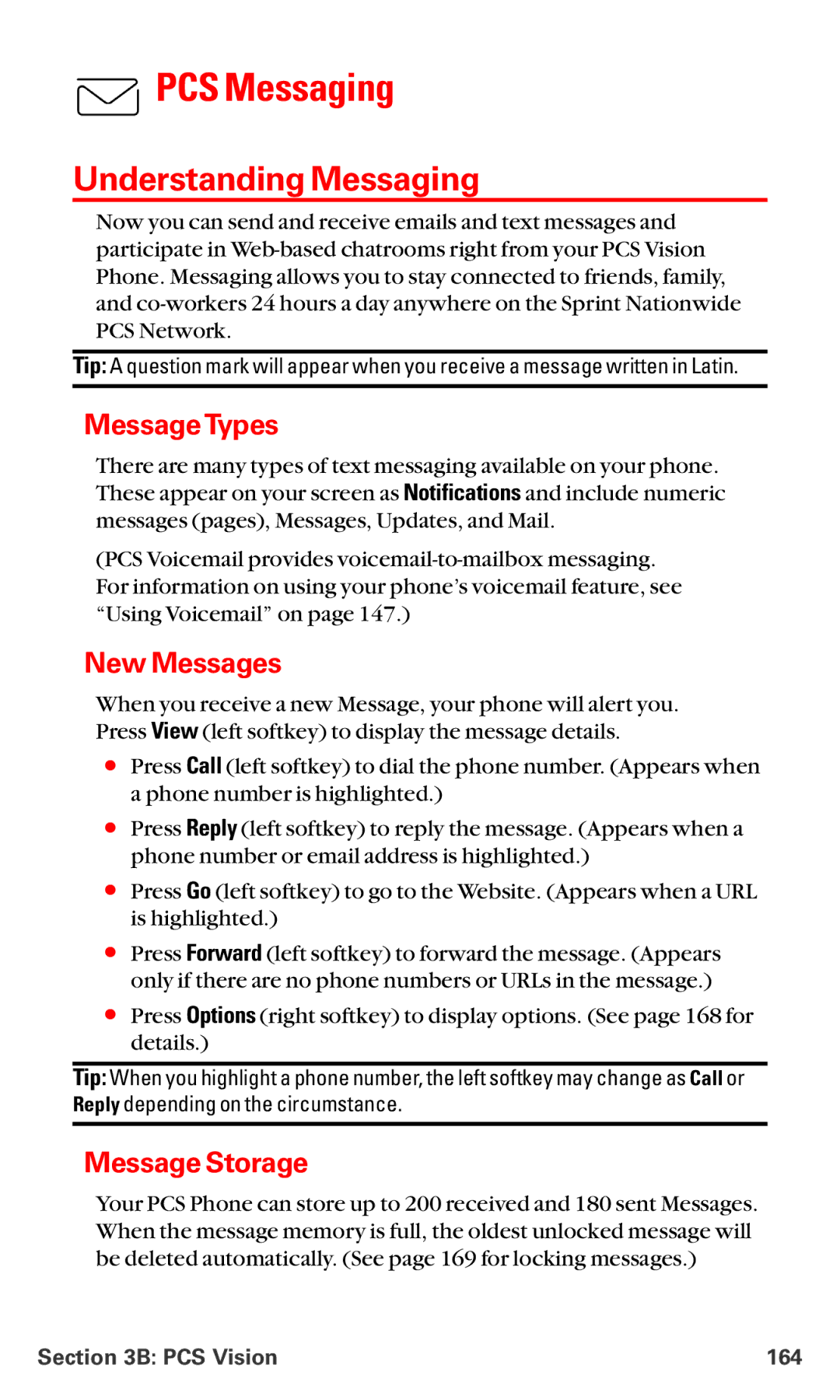 Sanyo RL7300 manual PCS Messaging, Understanding Messaging, Message Types, New Messages, Message Storage 