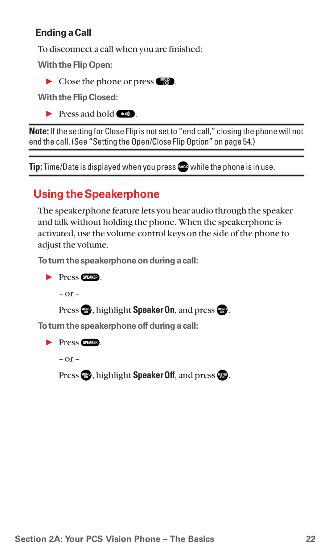 Sanyo RL7300 manual Using the Speakerphone, Ending a Call 