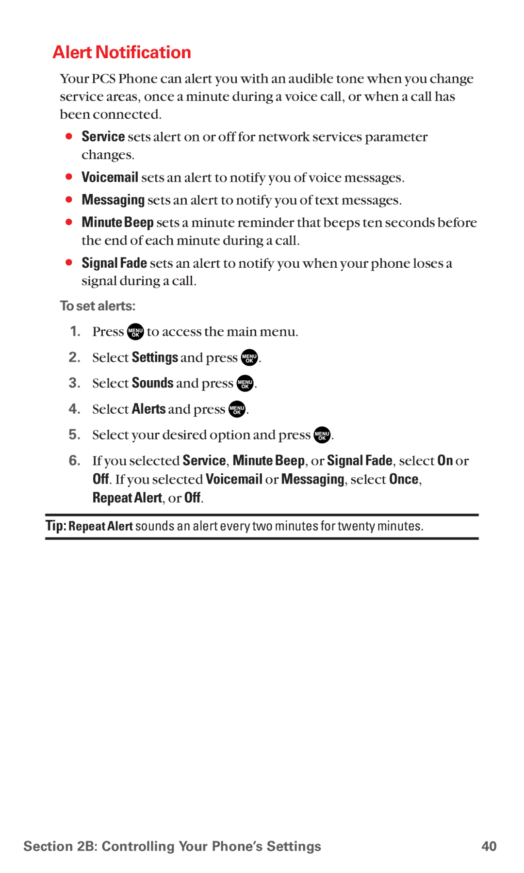 Sanyo RL7300 manual Alert Notification, To set alerts 