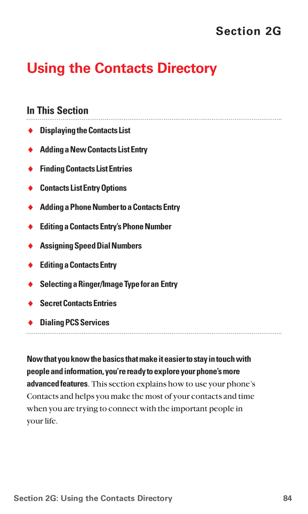 Sanyo RL7300 manual Using the Contacts Directory 