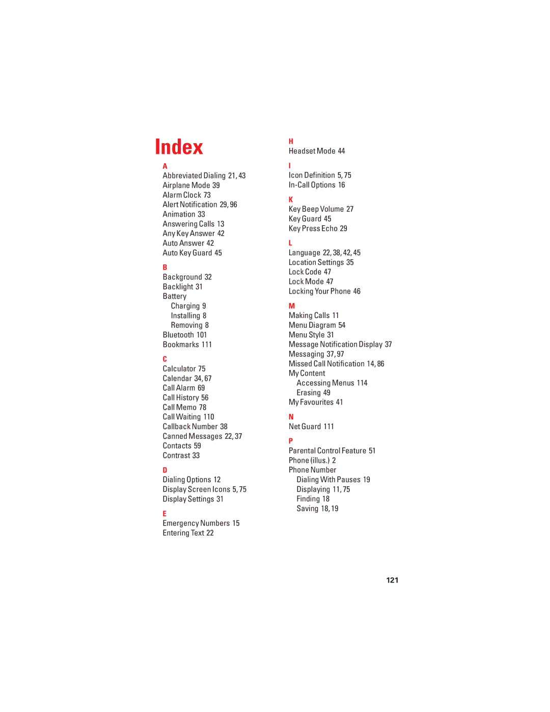 Sanyo S1 manual Index 