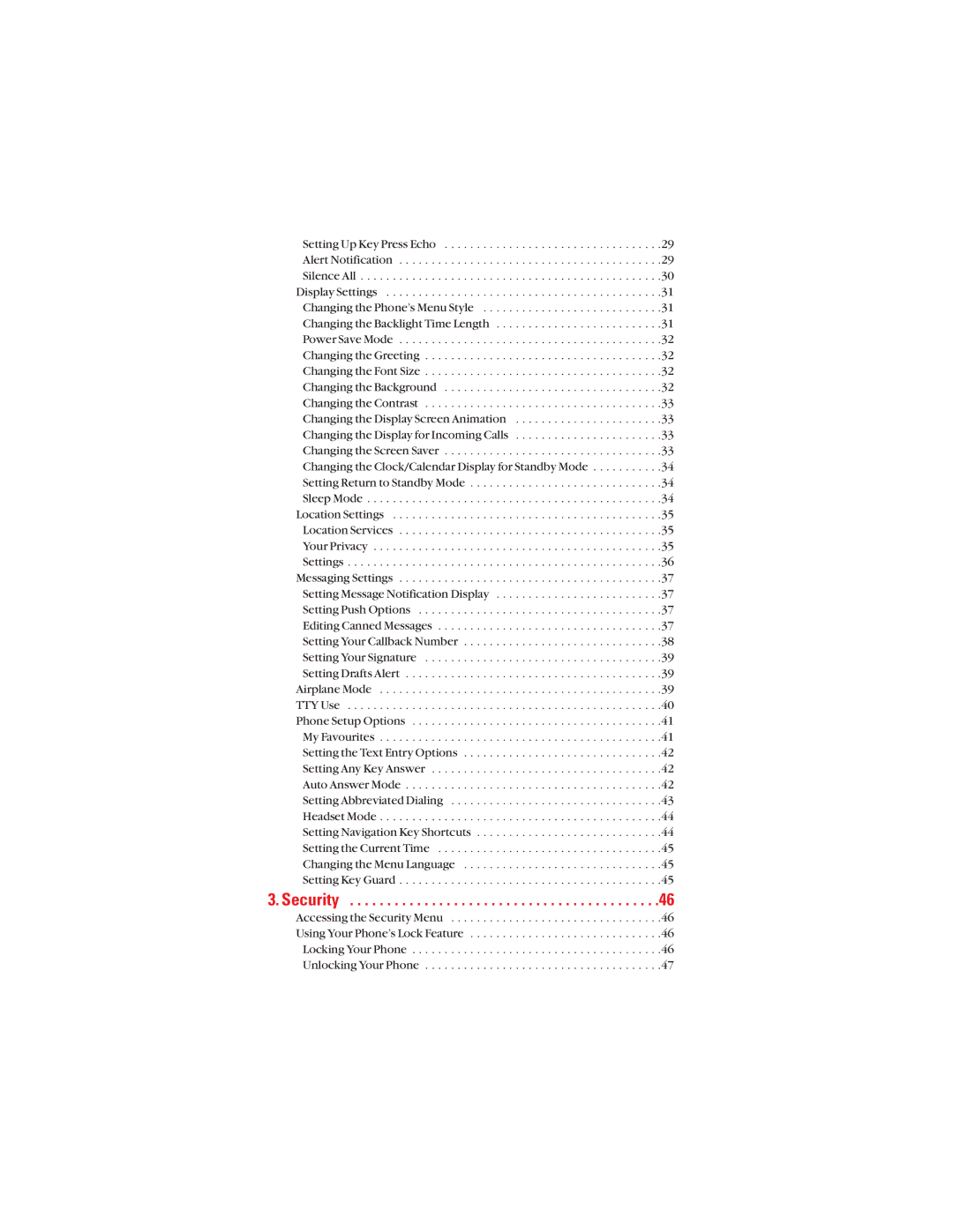 Sanyo S1 manual Security 