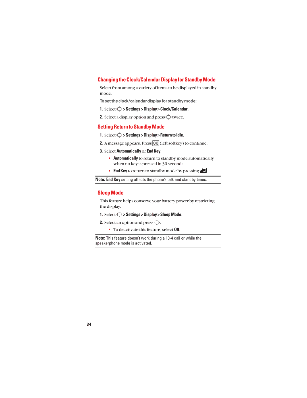 Sanyo S1 manual Changing the Clock/Calendar Display for Standby Mode, Setting Return to Standby Mode, Sleep Mode 