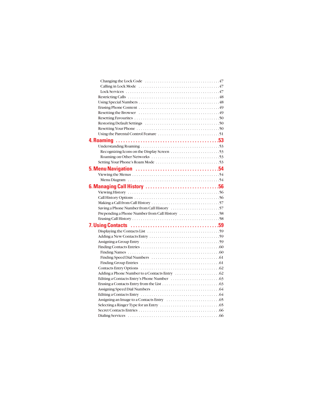 Sanyo S1 manual Roaming, Managing Call History 