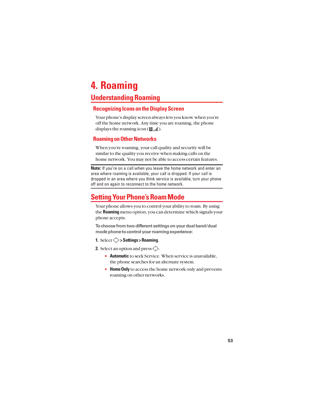 Sanyo S1 manual Understanding Roaming, Setting Your Phone’s Roam Mode, Recognizing Icons on the Display Screen 