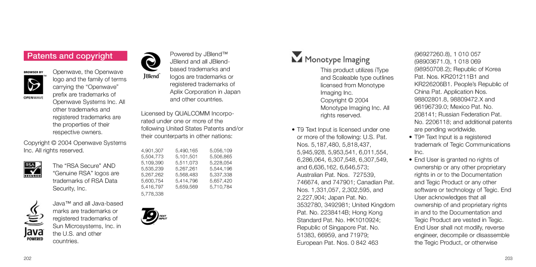 Sanyo S750i manual Patents and copyright 