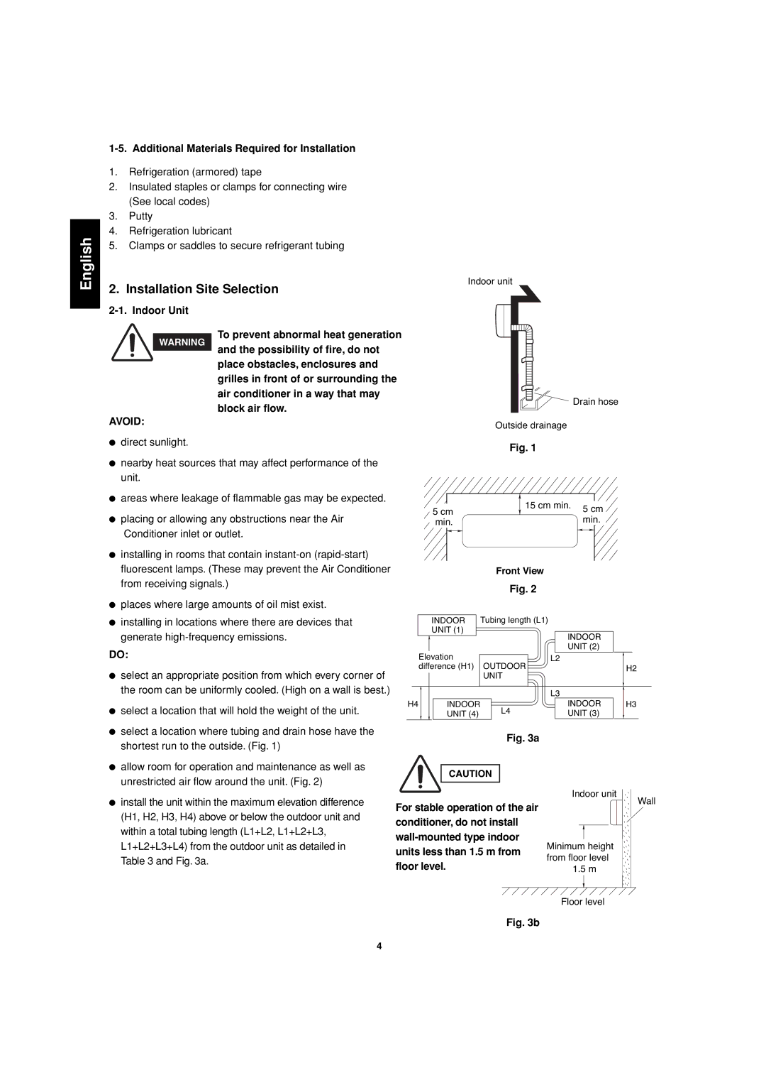 Sanyo SAP-CMRV1426EH-F H1, H2, H3, H4 above or below the outdoor unit, Within a total tubing length L1+L2, L1+L2+L3 