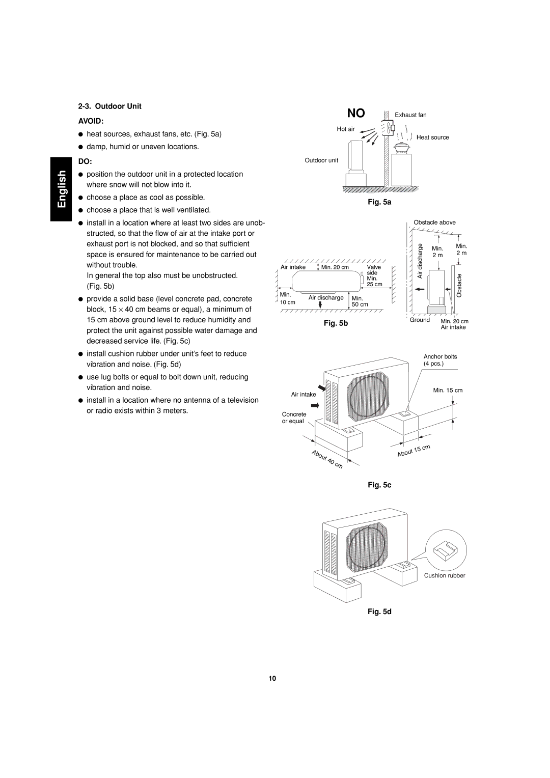 Sanyo SAP-CMRV1426EH-F, SAP-CMRV1926EH service manual Install in a location where at least two sides are unob 