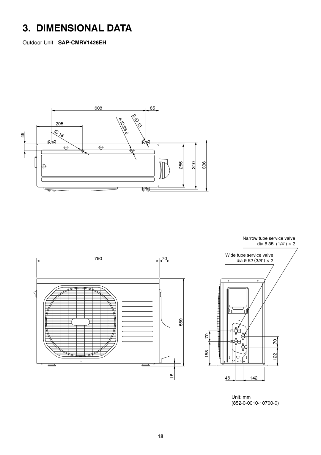 Sanyo SAP-CMRV1426EH-F, SAP-CMRV1926EH service manual Dimensional Data, ID23 