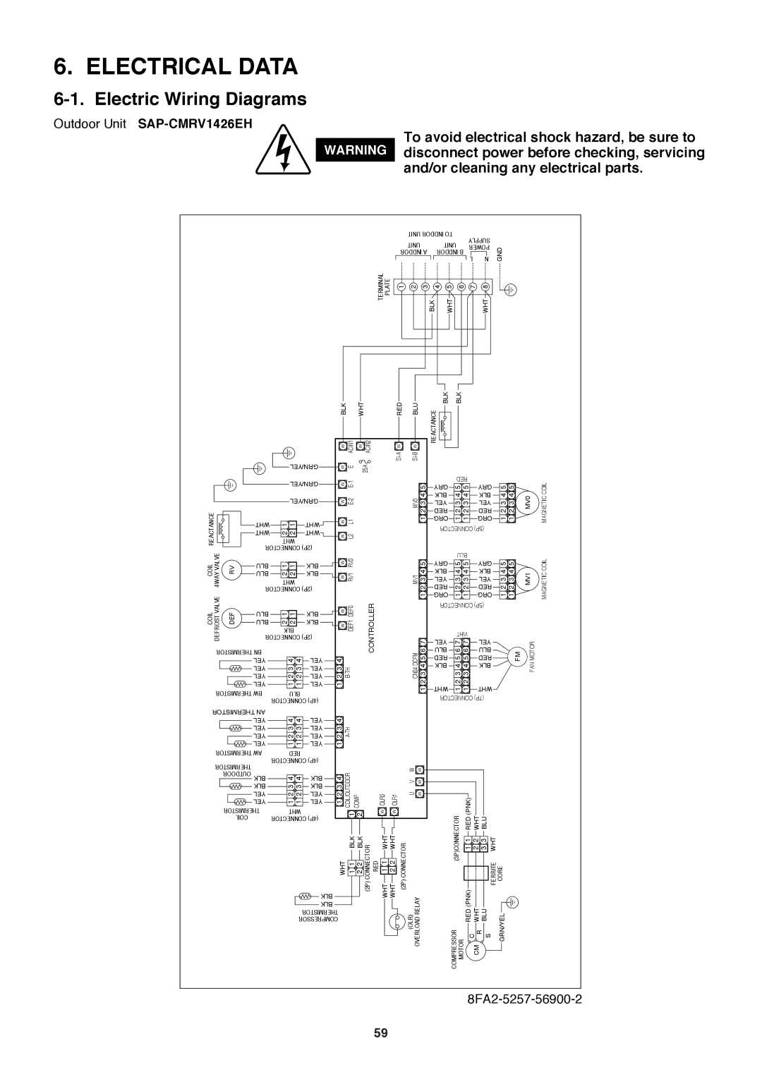 Sanyo SAP-CMRV1926EH, SAP-CMRV1426EH-F service manual Electric Wiring Diagrams, 8FA2-5257-56900-2 