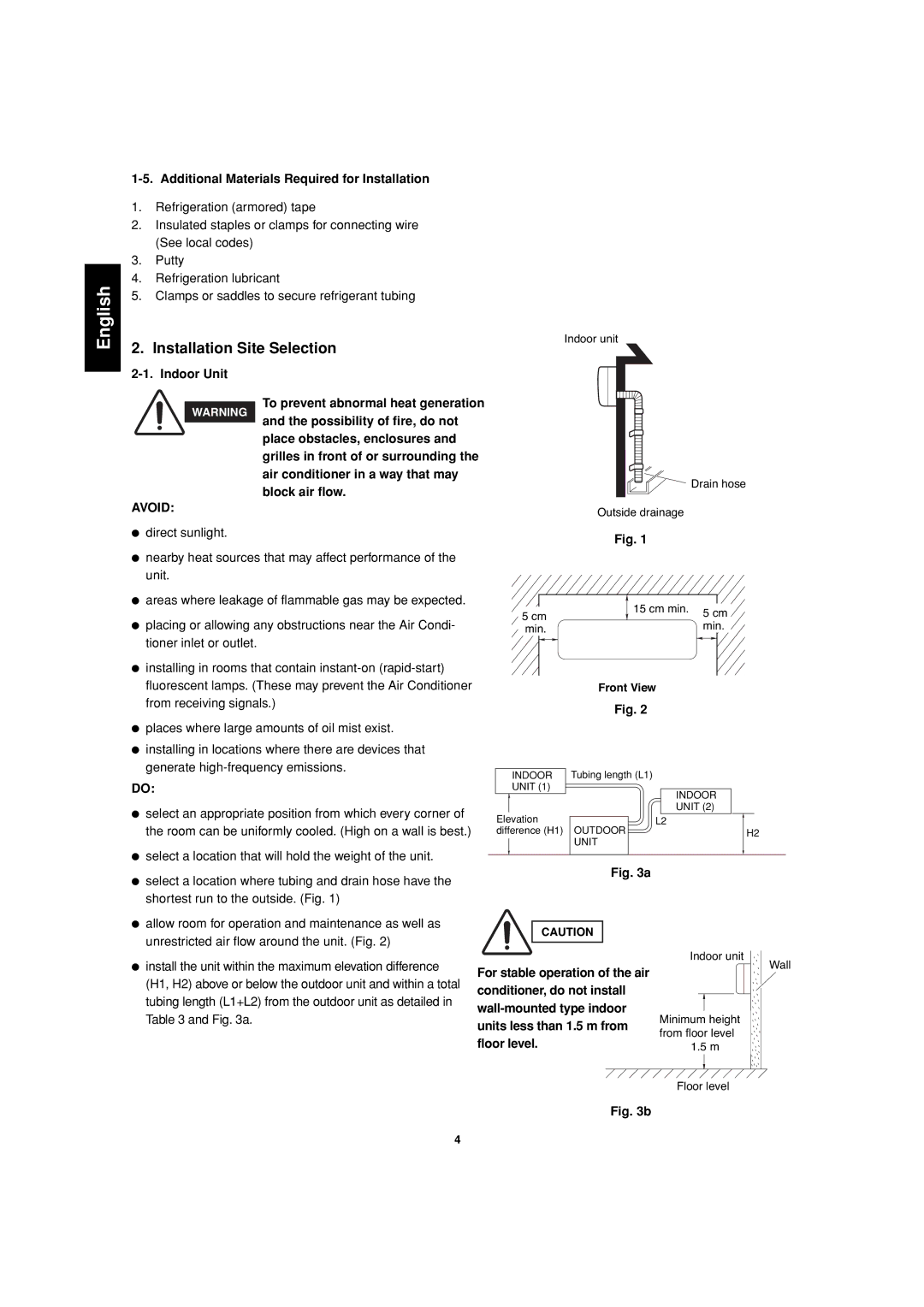 Sanyo SAP-CMRV1926EH, SAP-CMRV1426EH-F Installation Site Selection, Additional Materials Required for Installation 