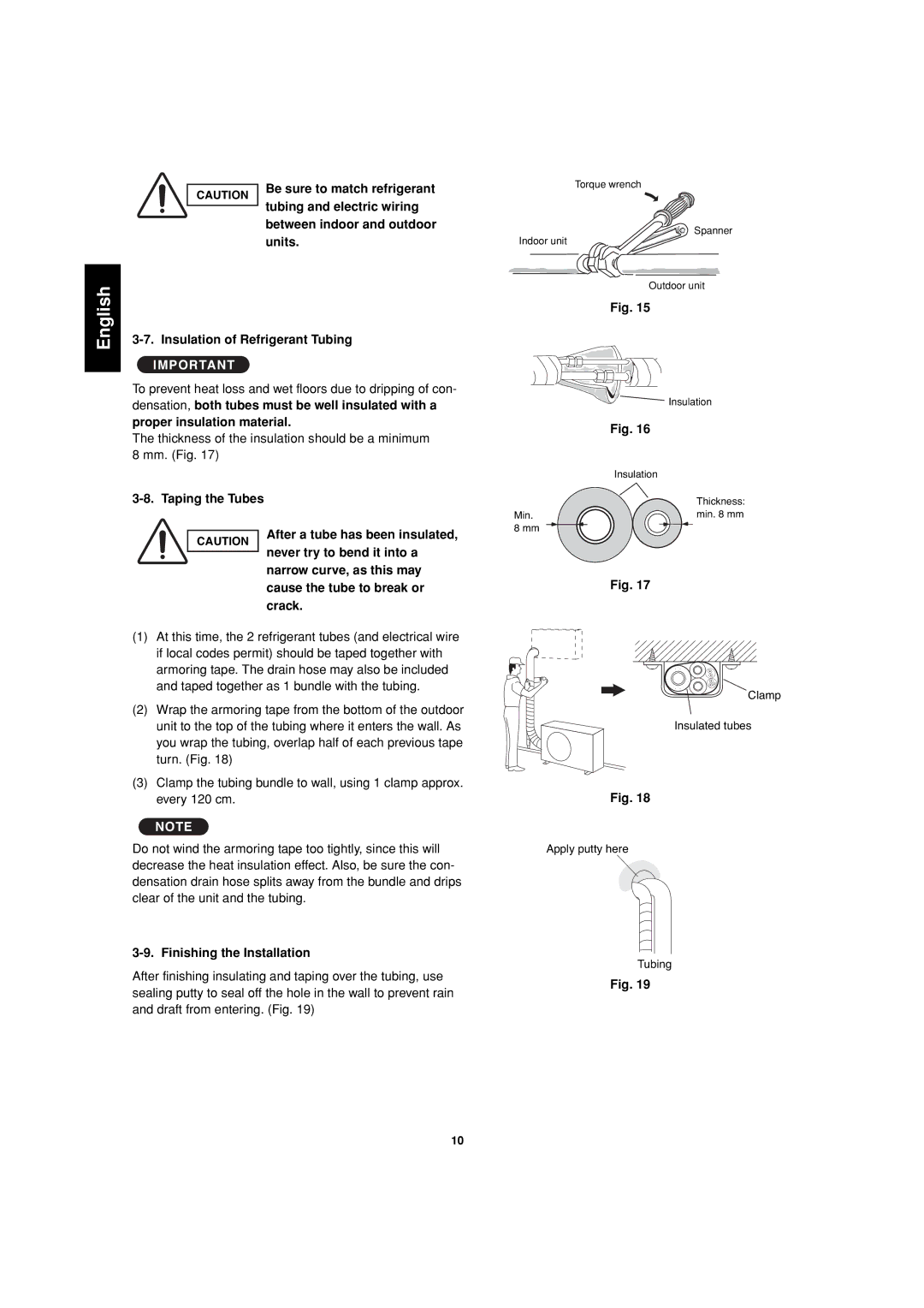 Sanyo SAP-CMRV1926EH Be sure to match refrigerant, Tubing and electric wiring, Units, Insulation of Refrigerant Tubing 