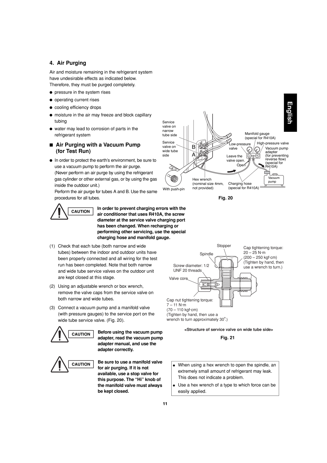 Sanyo SAP-CMRV1426EH-F, SAP-CMRV1926EH service manual English, Air Purging with a Vacuum Pump for Test Run, Fig 