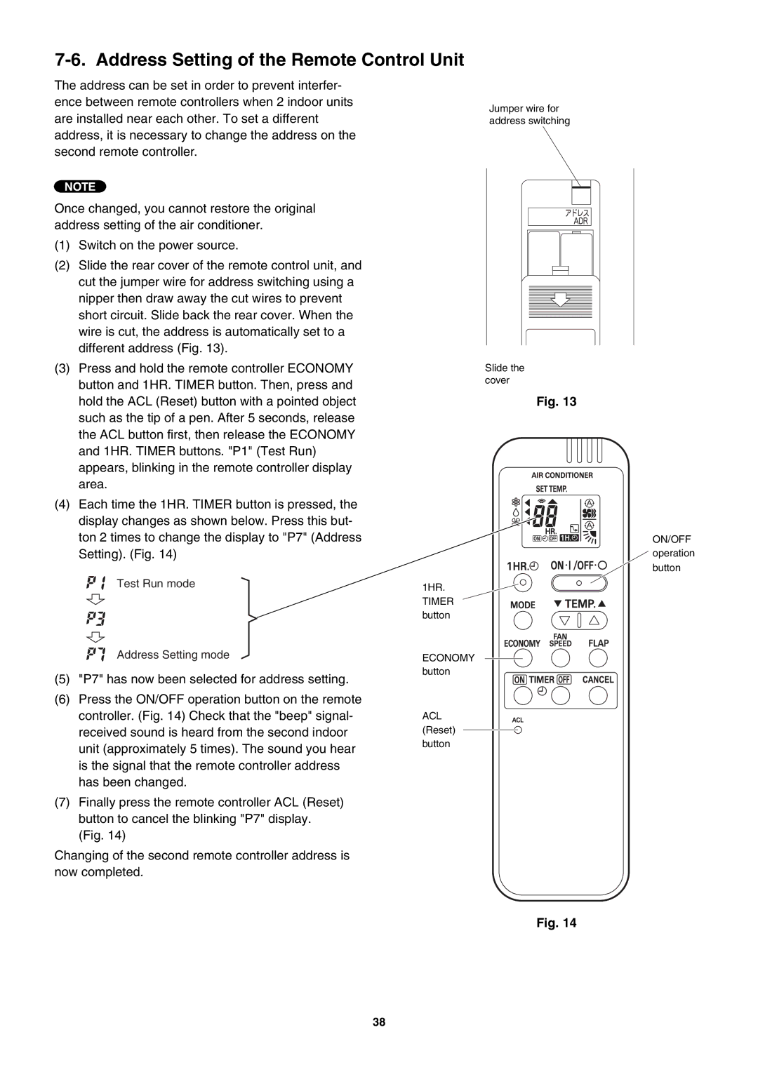 Sanyo SAP-K77RAX, Sanyo Split System Air Conditoner service manual Address Setting of the Remote Control Unit 