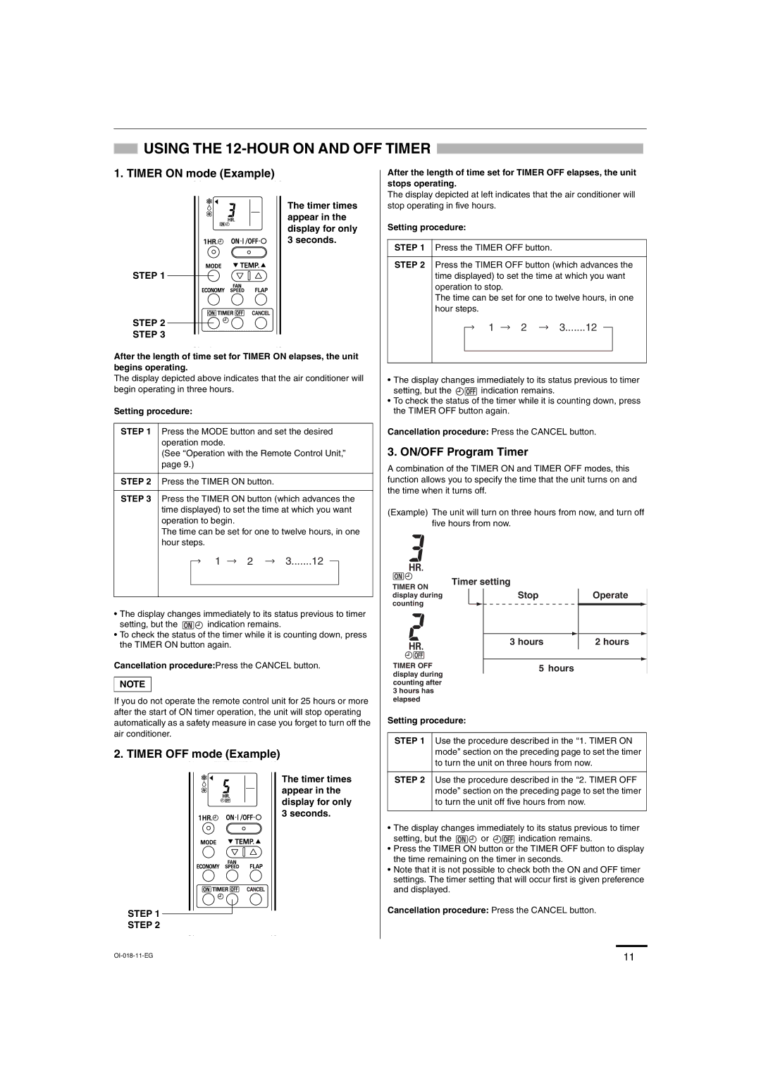 Sanyo Sanyo Split System Air Conditoner, SAP-K77RAX service manual Using the 12-HOUR on and OFF Timer, Timer setting, Hours 