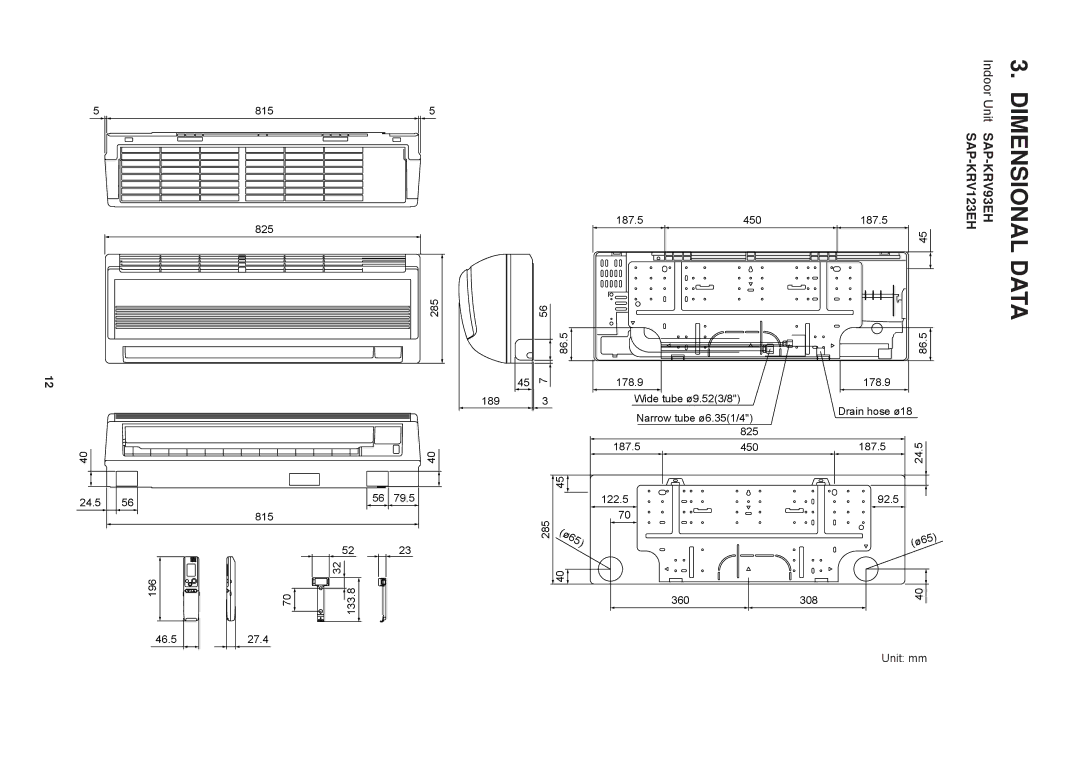 Sanyo SAP-KRV123EH, SAP-KRV93EH, SAP-CRV123EH, SAP-CRV93EH service manual Data, Ø65 