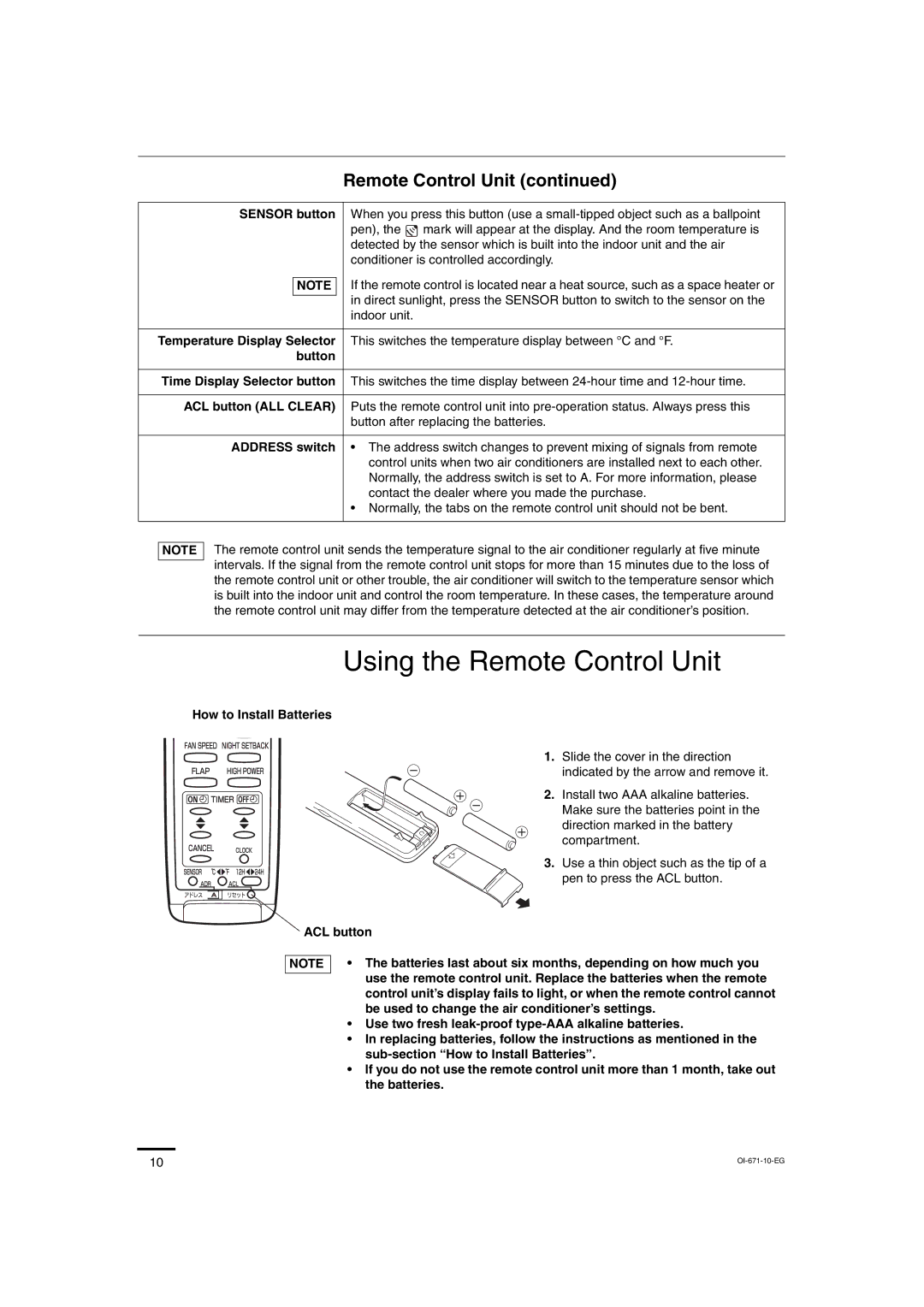 Sanyo SAP-KRV93EH Using the Remote Control Unit, Temperature Display Selector, Button Time Display Selector button 