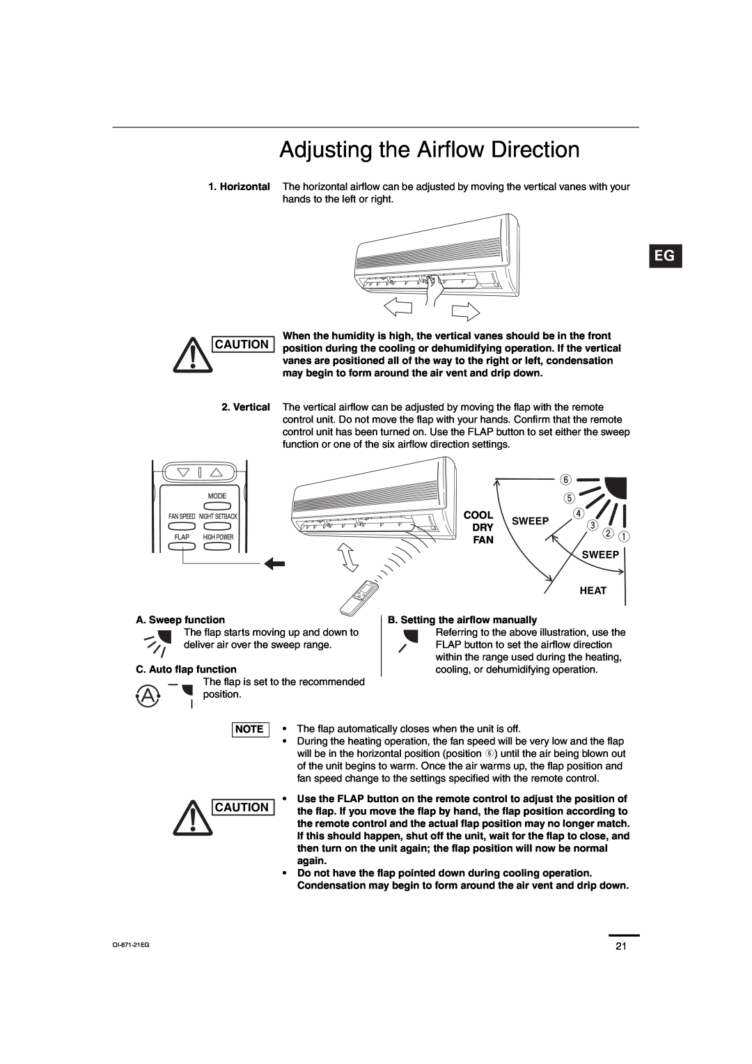 Sanyo SAP-KRV123EH, SAP-KRV93EH, SAP-CRV123EH, SAP-CRV93EH service manual Adjusting the Airflow Direction 