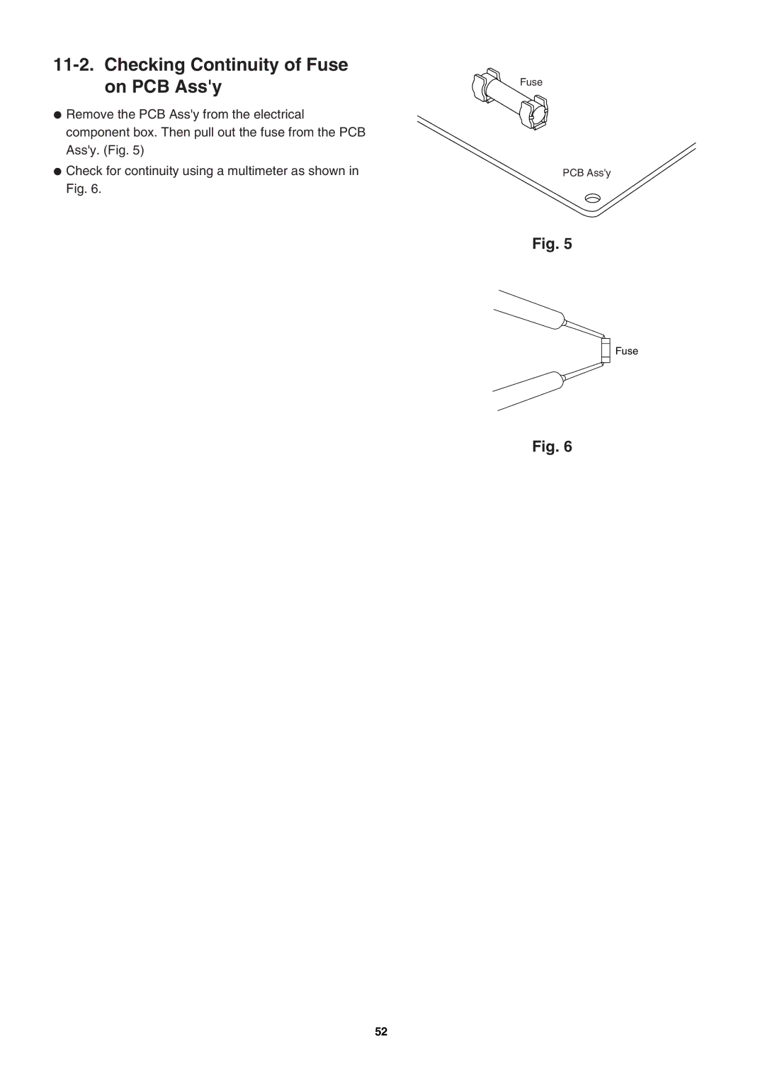 Sanyo SAP-KRV94EHDX service manual Checking Continuity of Fuse on PCB Assy 