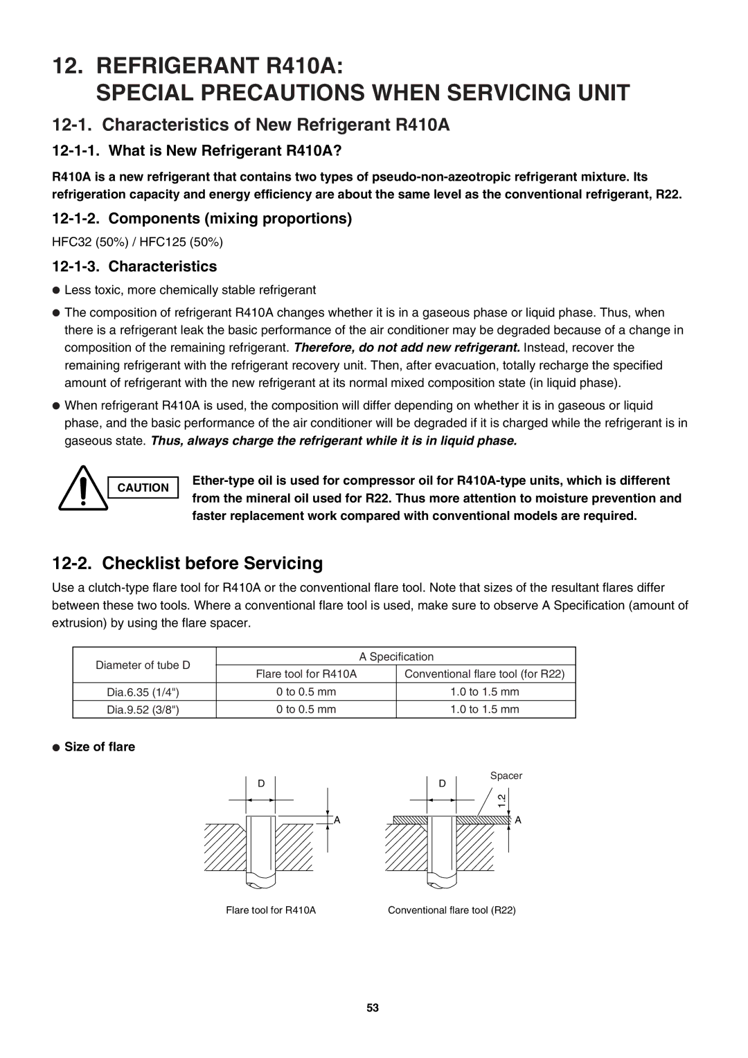 Sanyo SAP-KRV94EHDX Refrigerant R410A Special Precautions When Servicing Unit, Characteristics of New Refrigerant R410A 