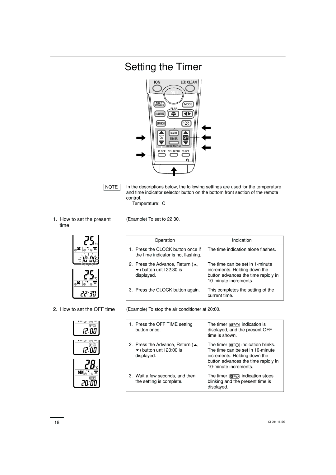 Sanyo SAP-KRV94EHDX service manual Setting the Timer, Example To set to, Operation Indication 