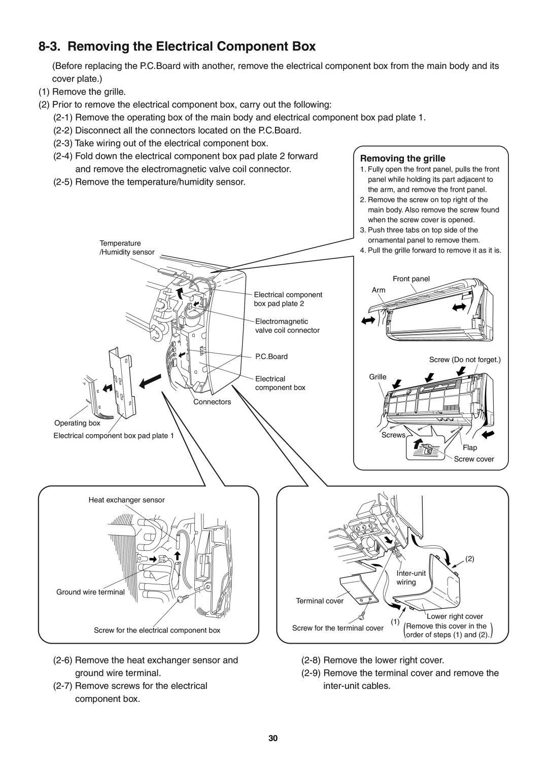 Sanyo SAP-KRV94EHDX service manual Removing the Electrical Component Box 
