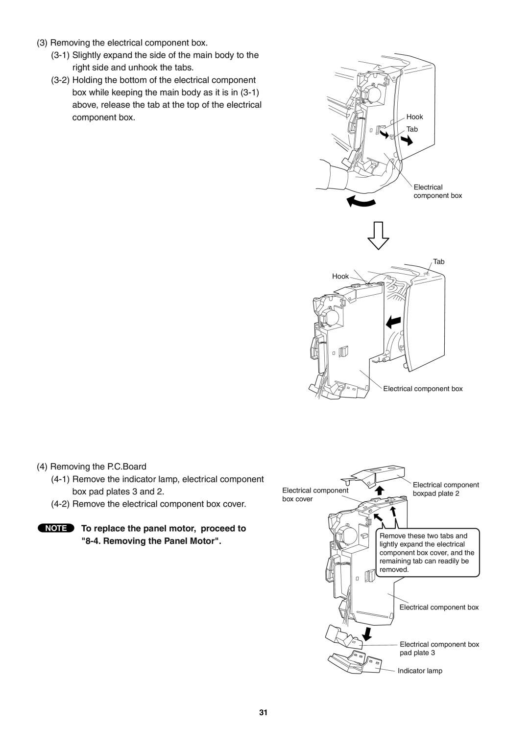 Sanyo SAP-KRV94EHDX service manual 3Removing the electrical component box 