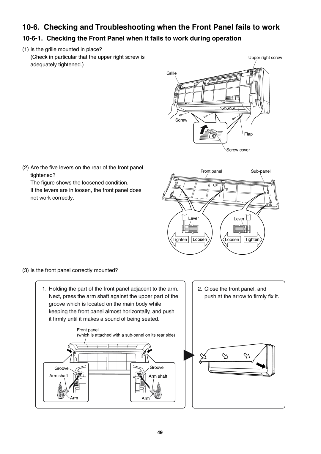 Sanyo SAP-KRV94EHDX service manual 1Is the grille mounted in place? 
