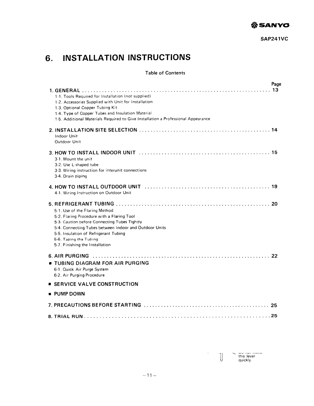 Sanyo SAP241V, SAP241C manual 