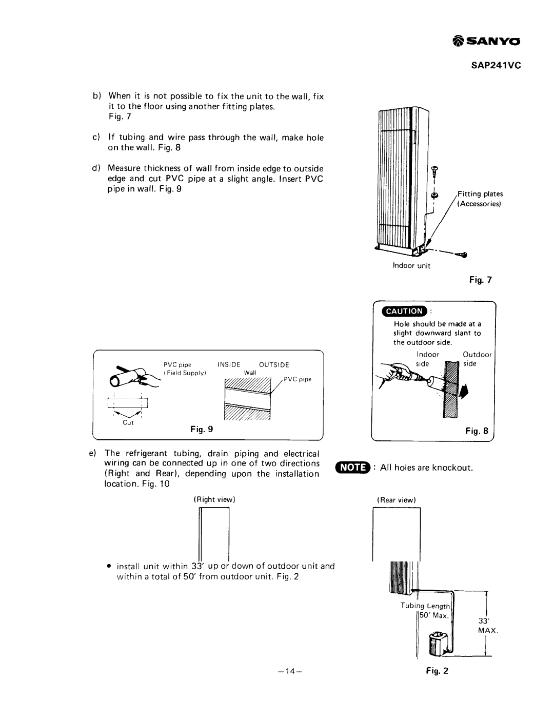 Sanyo SAP241V, SAP241C manual 