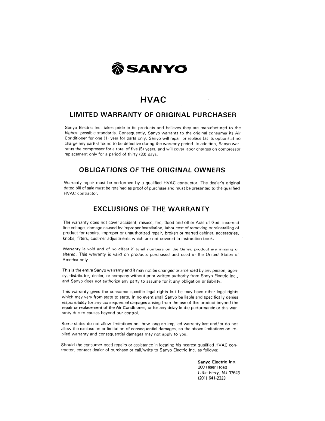 Sanyo SAP241C, SAP241V manual 