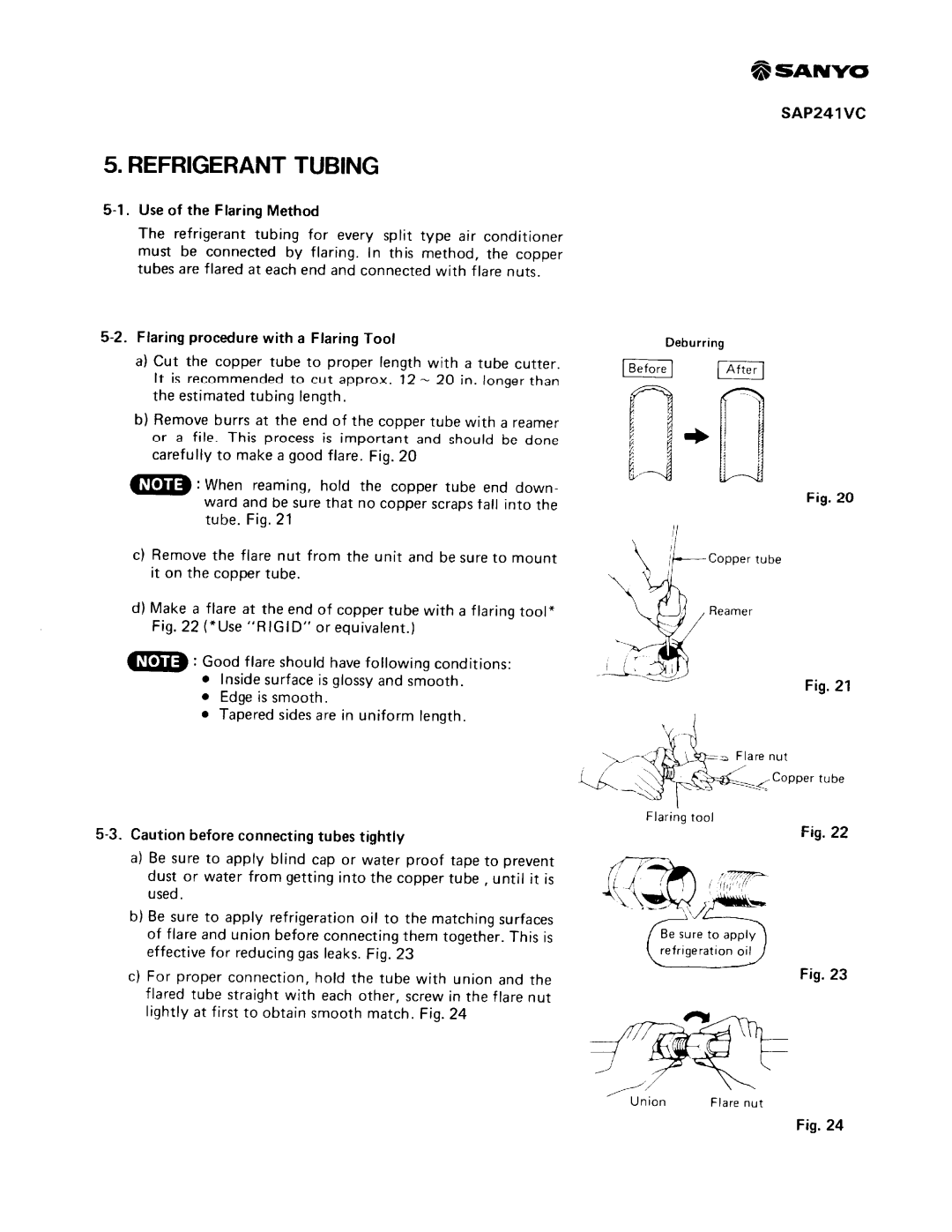 Sanyo SAP241V, SAP241C manual 