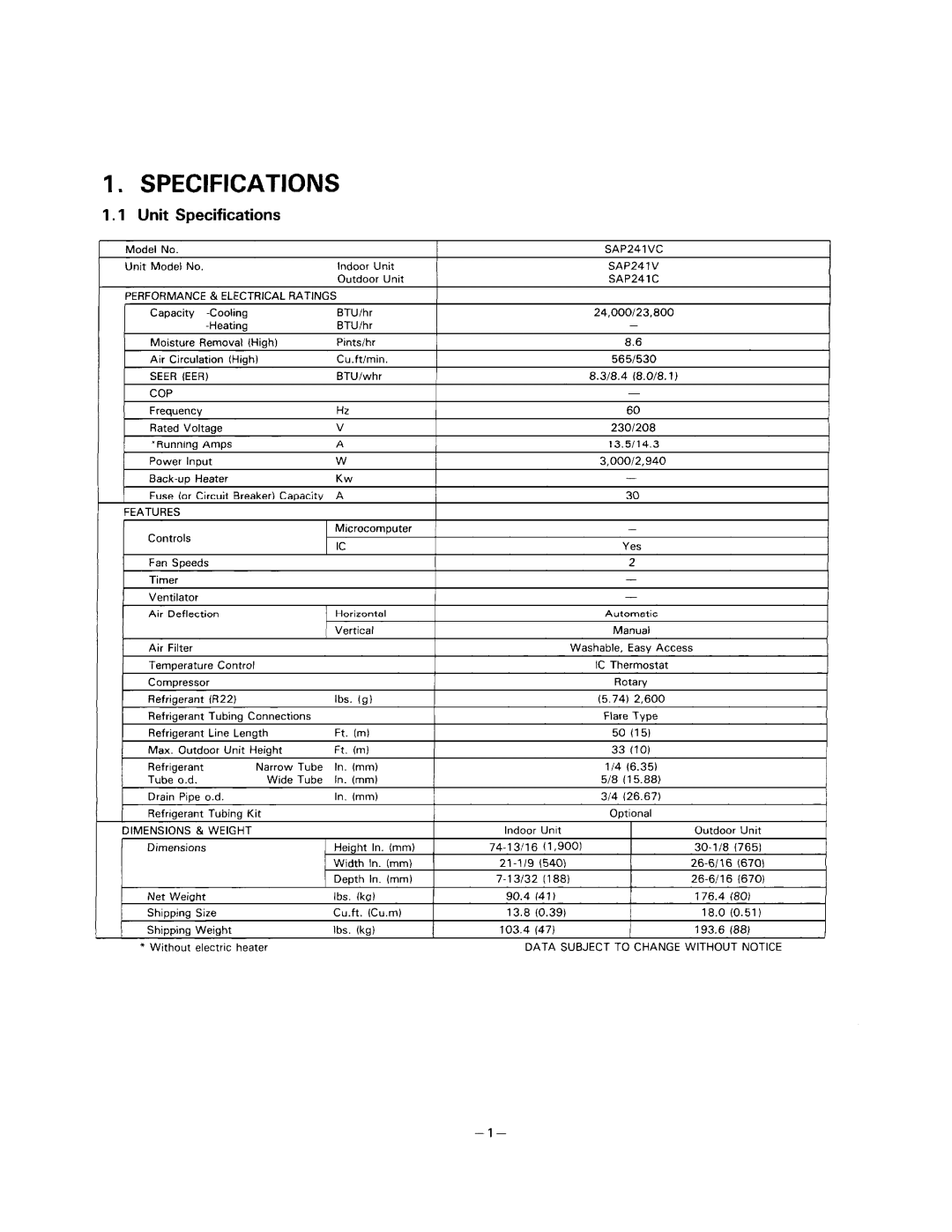 Sanyo SAP241C, SAP241V manual 