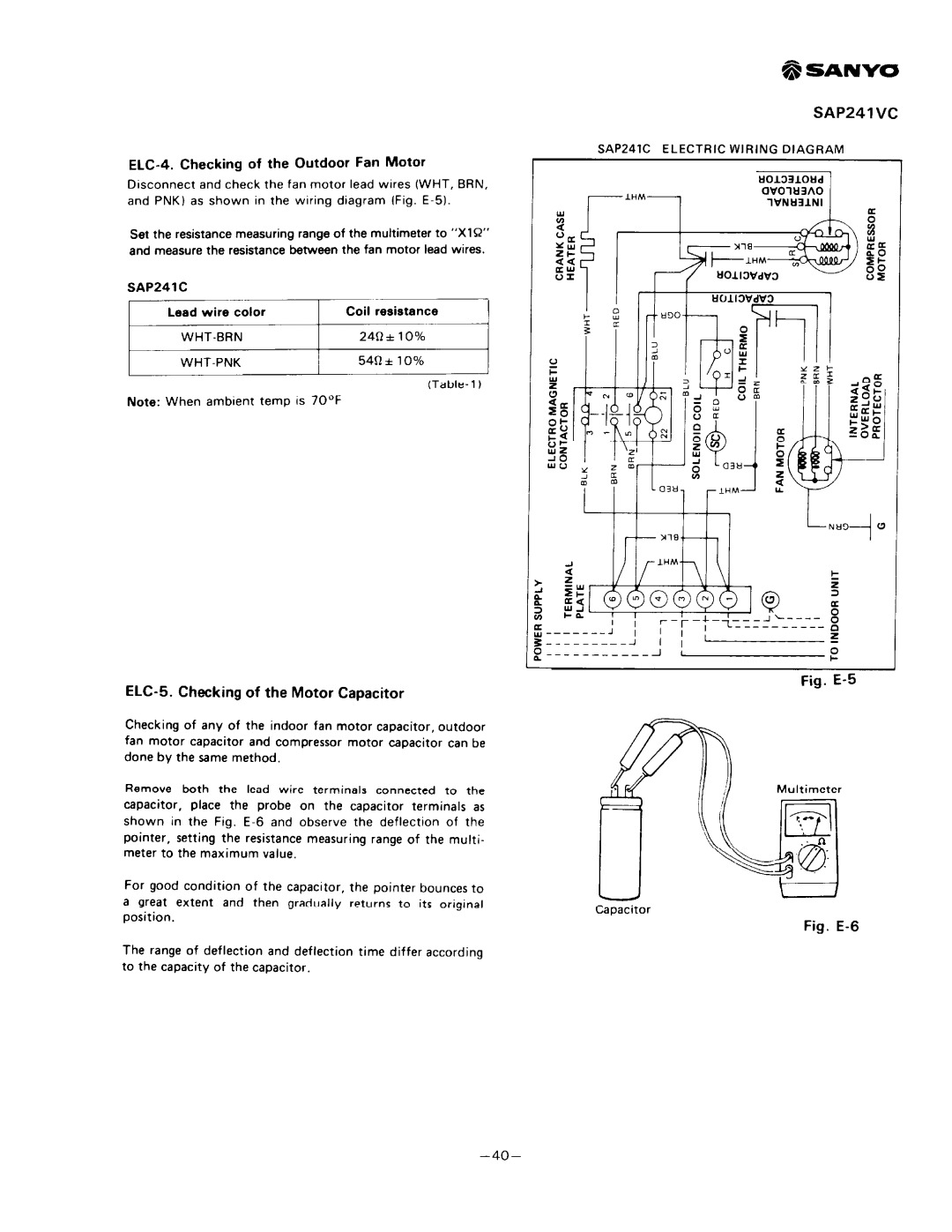 Sanyo SAP241V, SAP241C manual 