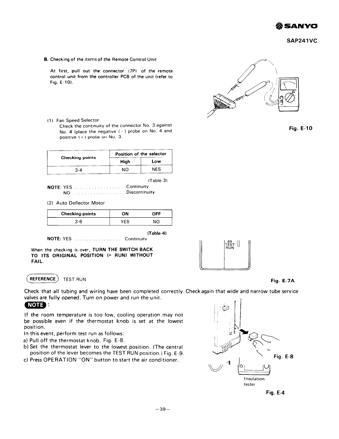 Sanyo SAP241V, SAP241C manual 