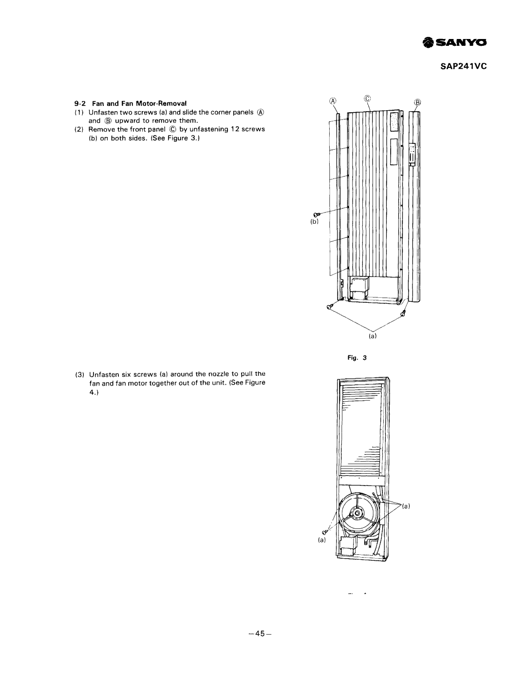 Sanyo SAP241V, SAP241C manual 