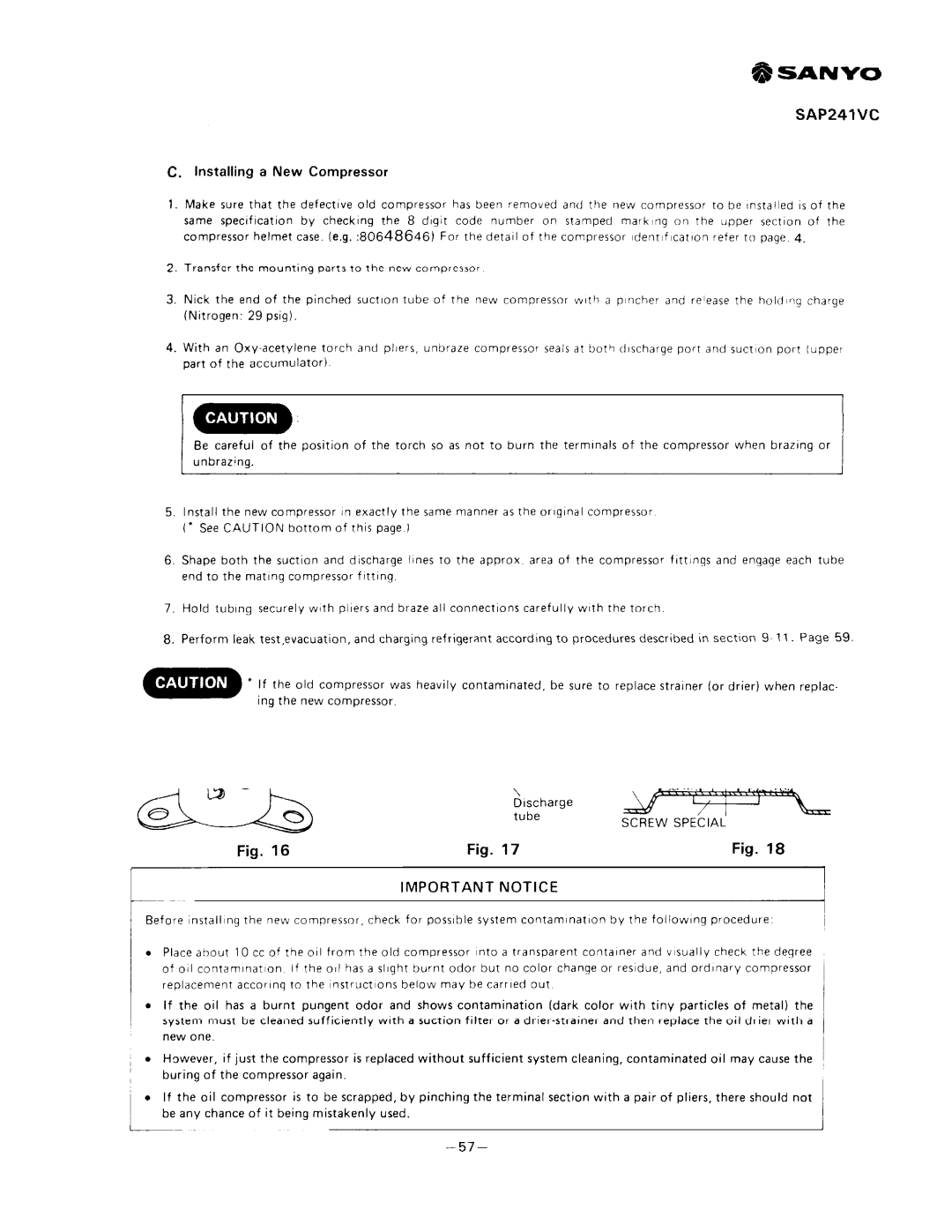 Sanyo SAP241V, SAP241C manual 