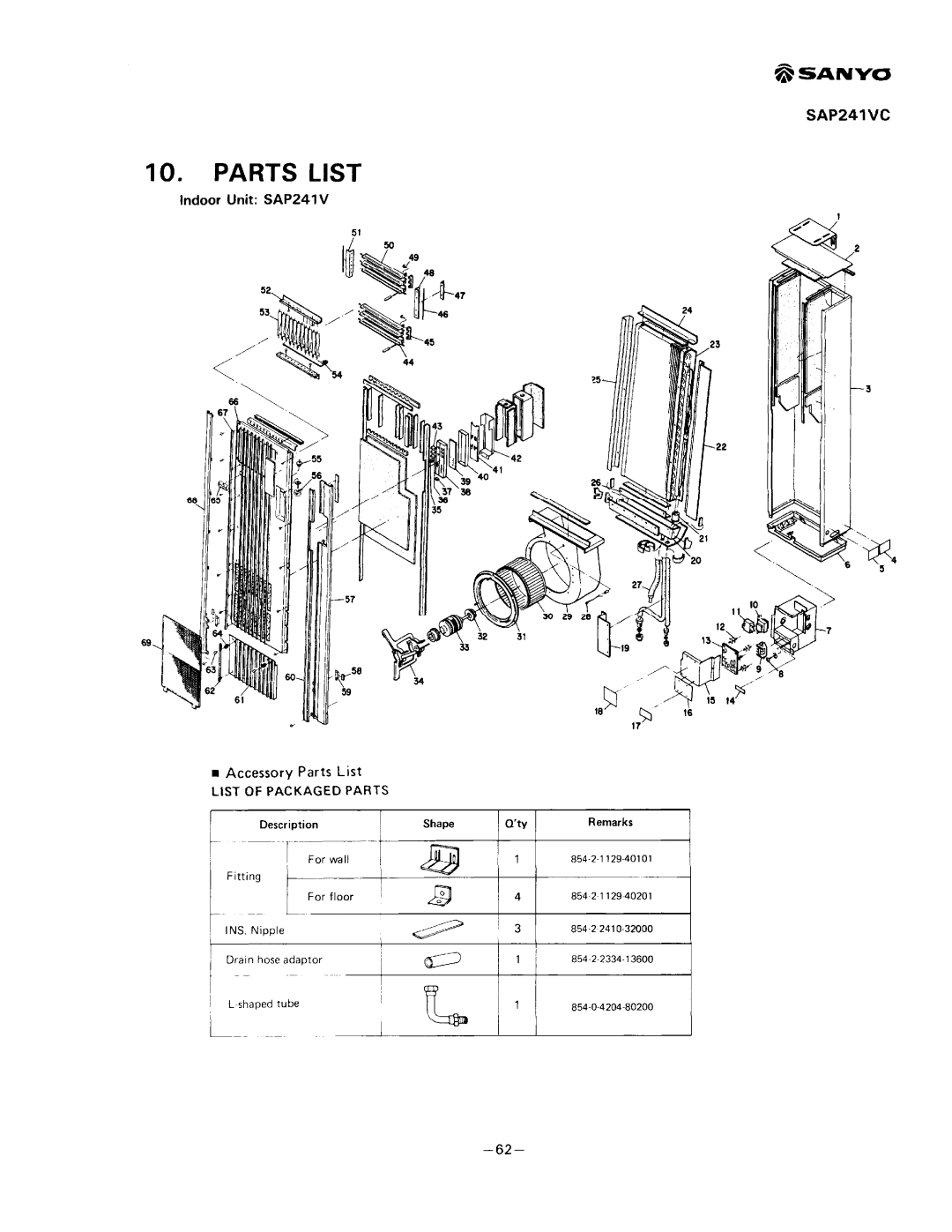 Sanyo SAP241V, SAP241C manual 