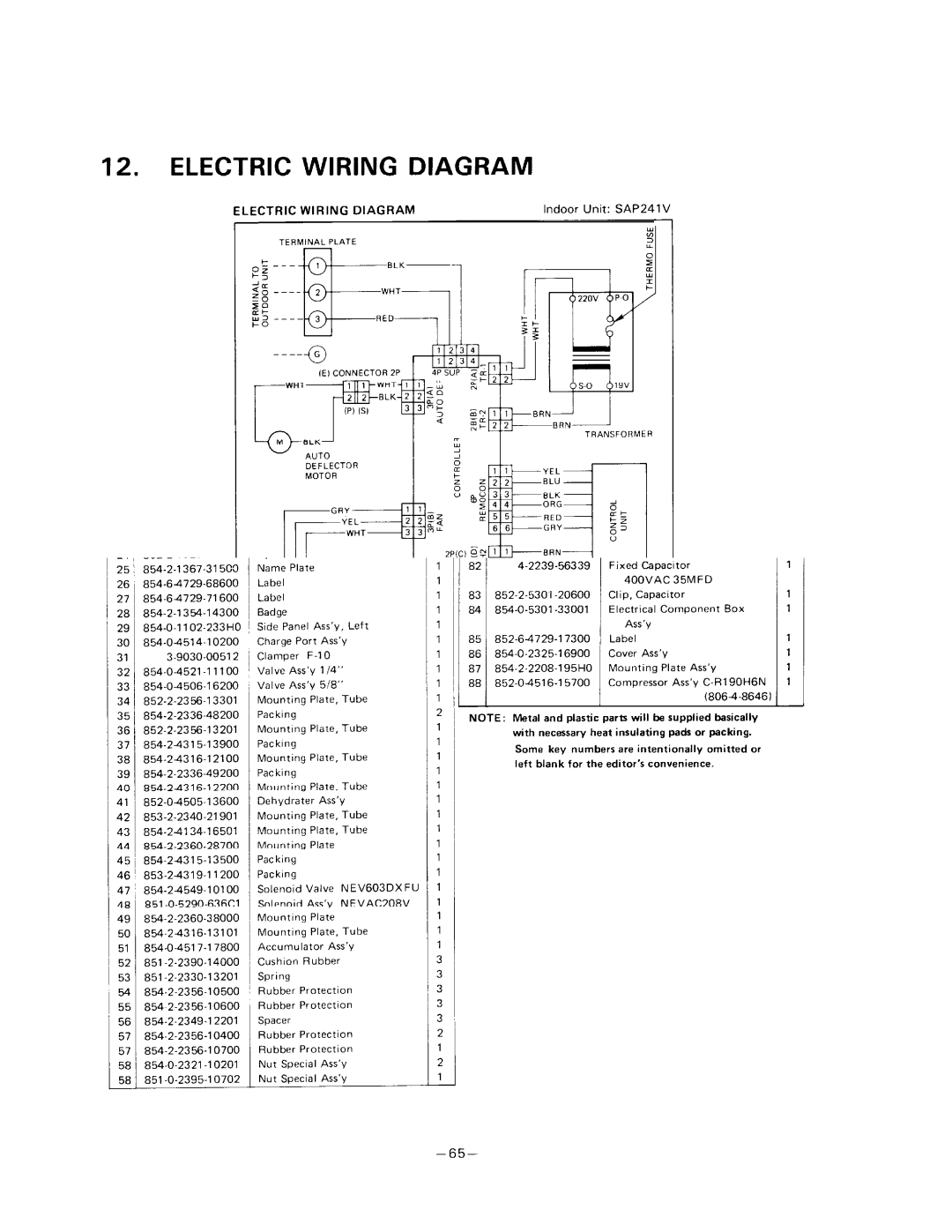 Sanyo SAP241C, SAP241V manual 