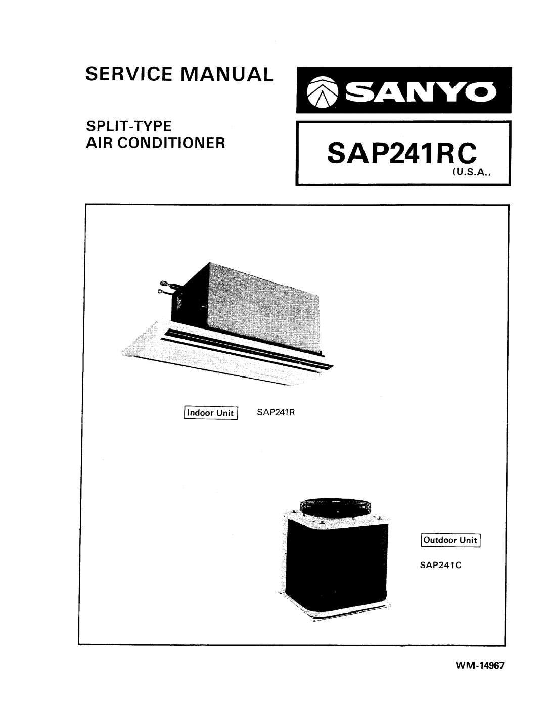 Sanyo SAP241RC manual 