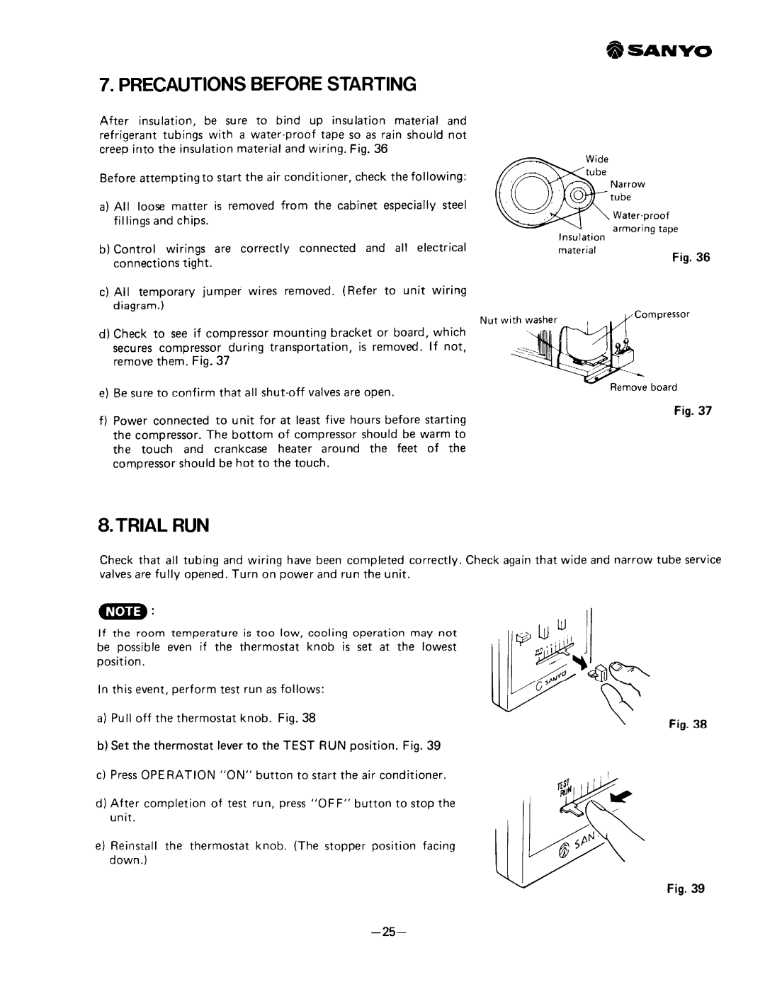 Sanyo SAP241RC manual 