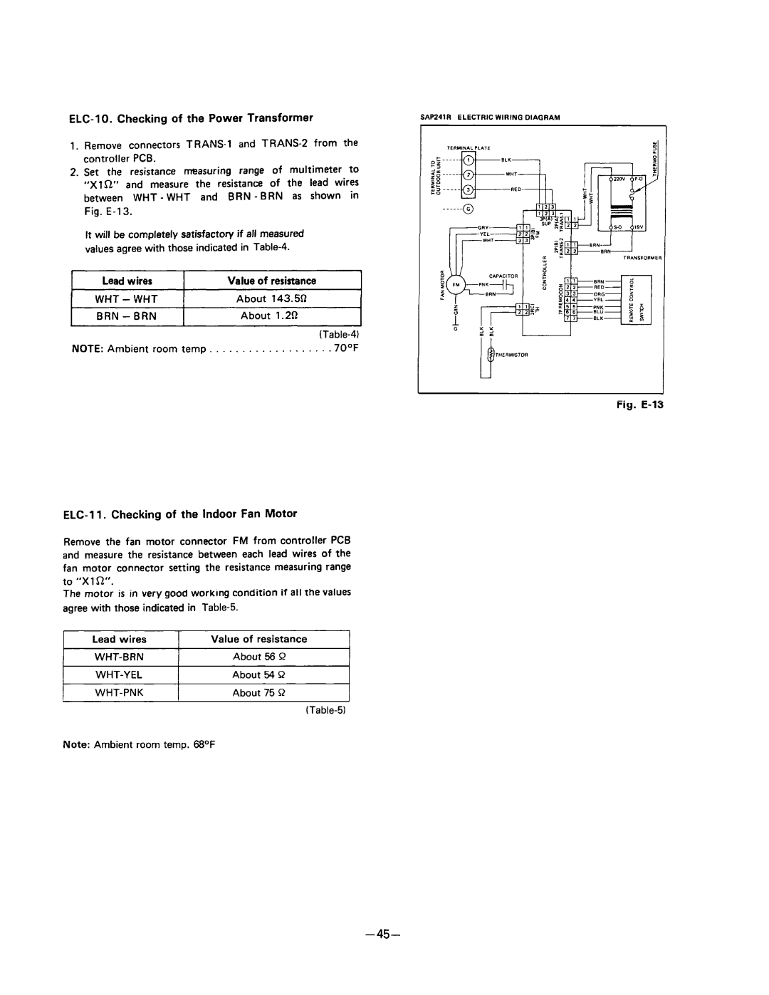 Sanyo SAP241RC manual 