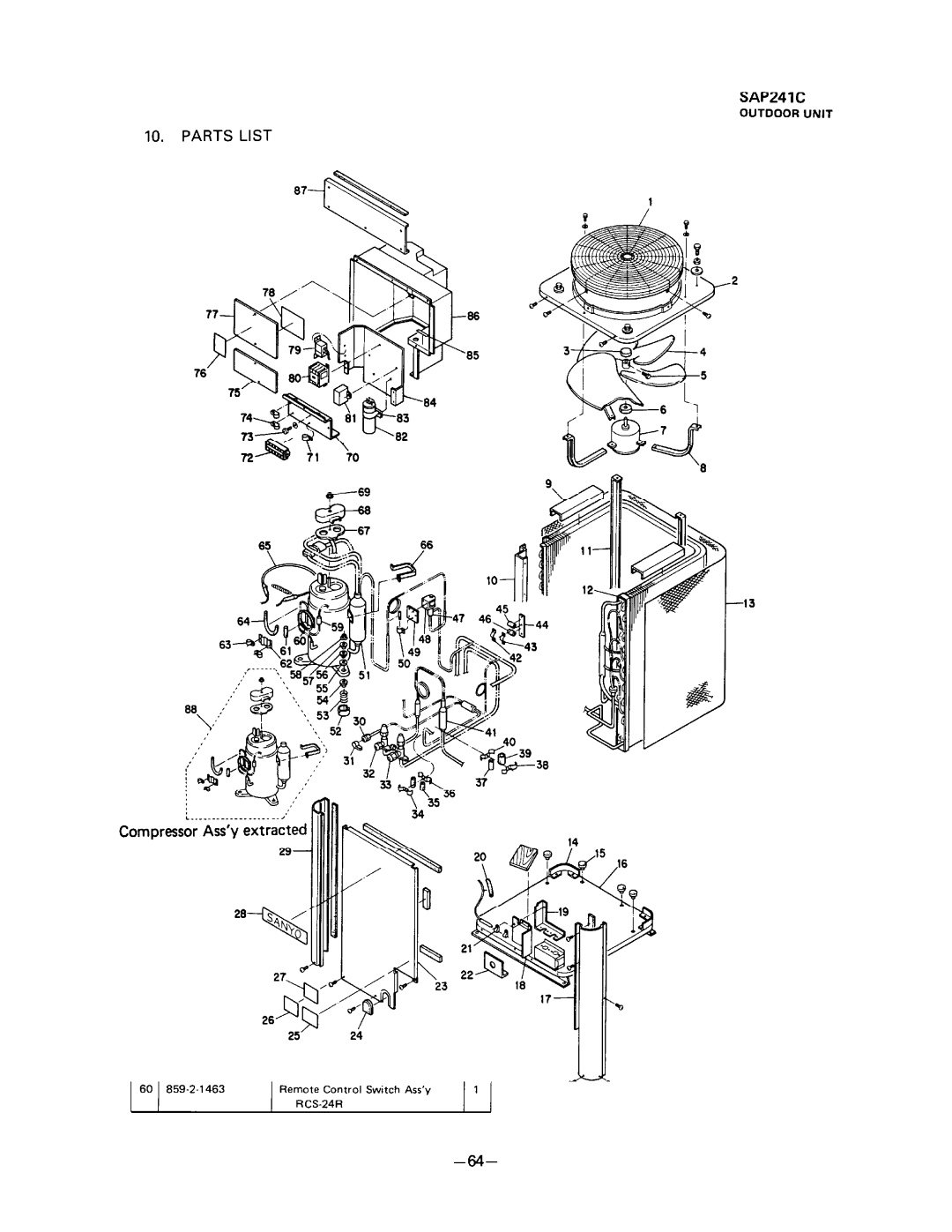 Sanyo SAP241RC manual 