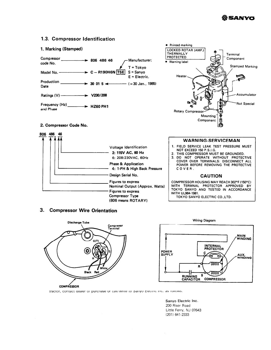 Sanyo SAP241RC manual 